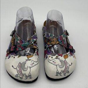 Calceo Hand Painted Colorful Leather Mules Women 38/8